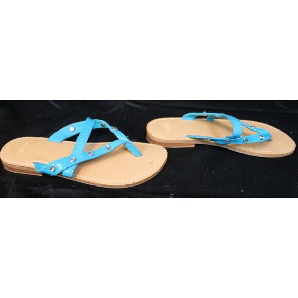 Gymboree Sea Splash Flip Flops sz 11 Thong Sandals Blue Rhinestone Sumer Beach - Picture 3 of 6